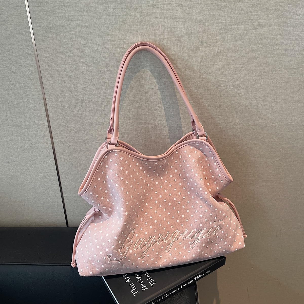 Polka Dot Bag for Women Mori Dimsum Bag Brown Tote Handbag Slouchy Hobo Bag with Drawstring on Both Sides Top Handle - Image 9