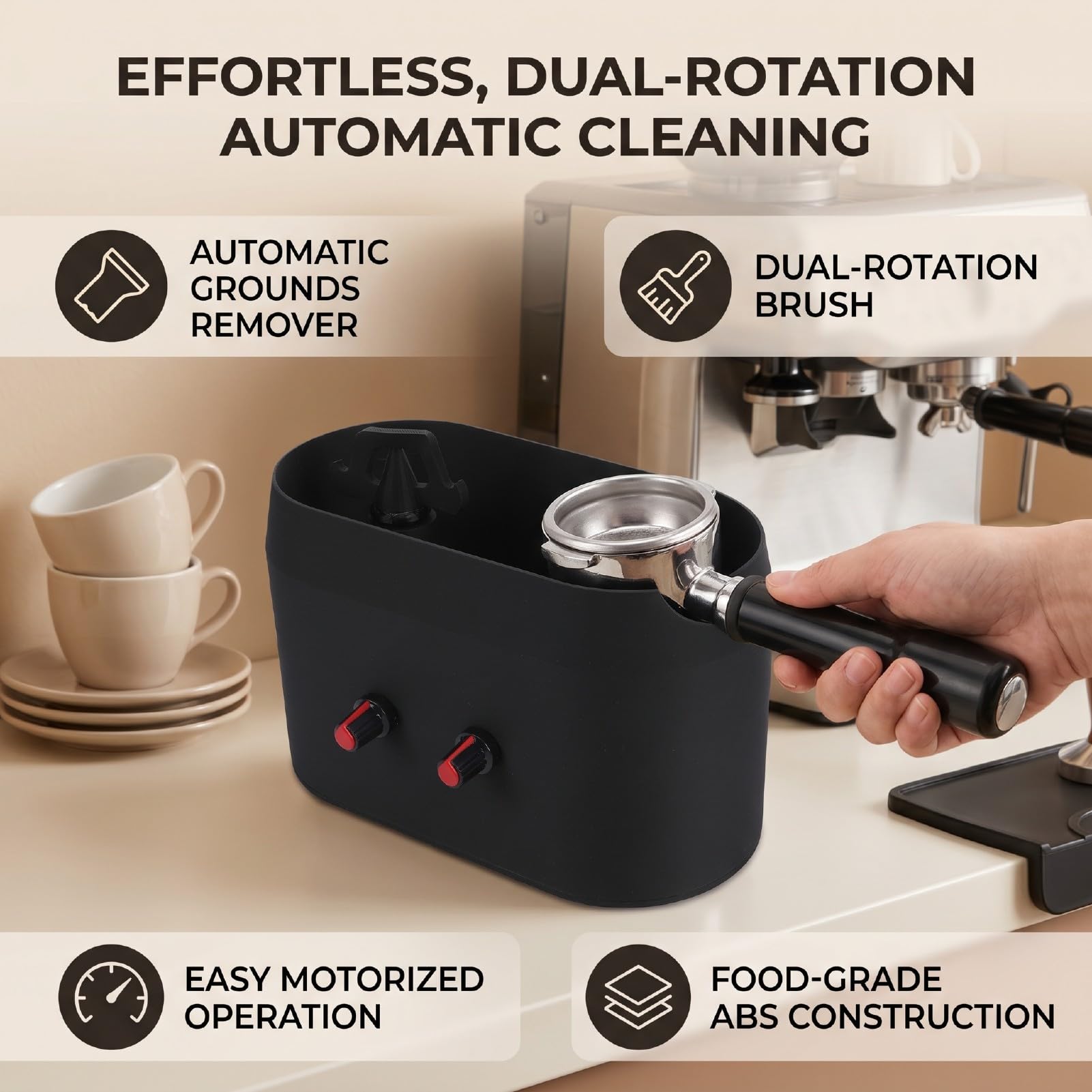 Pulitore Automatico per Portafiltro per caffè, Nero