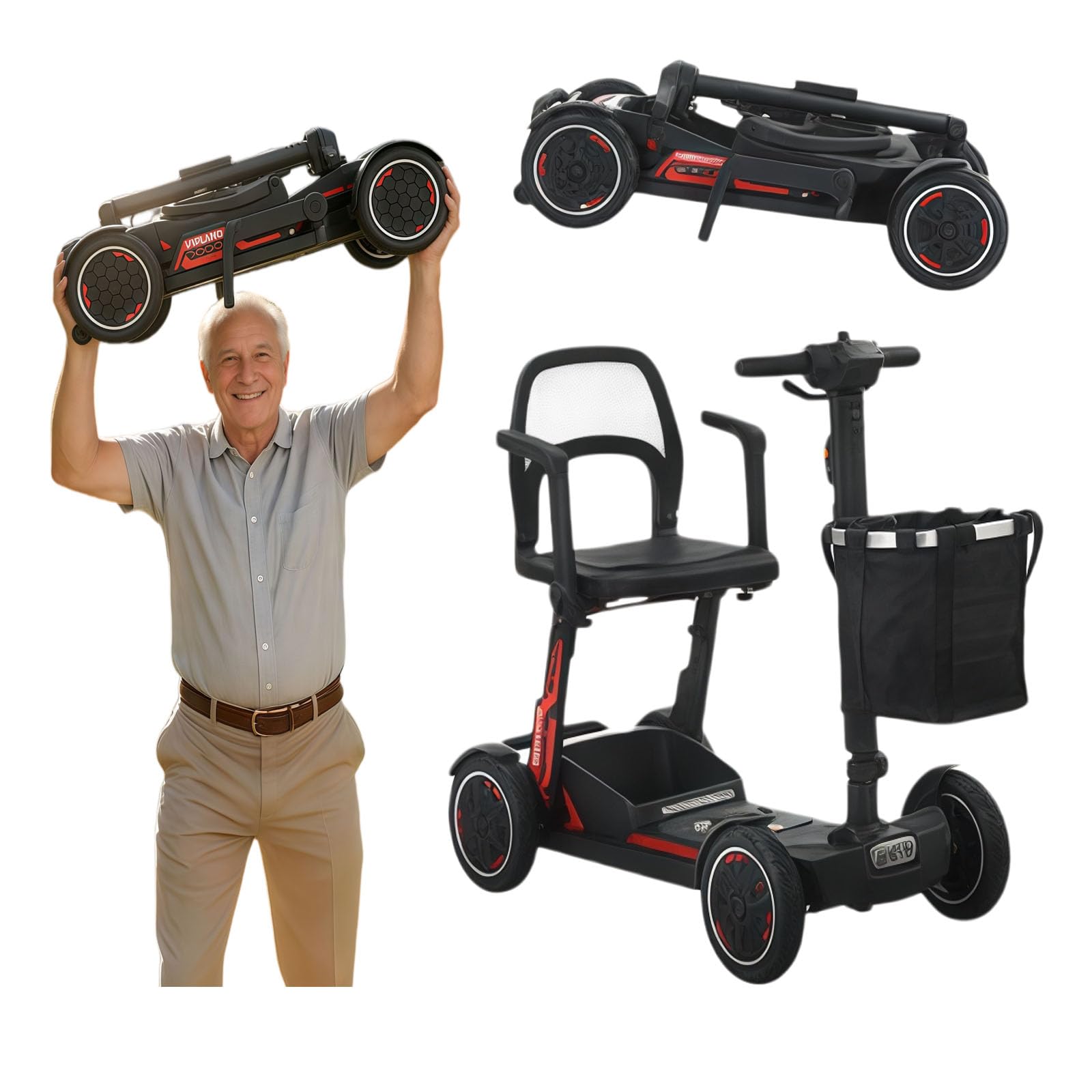 Scooter Plegable De Movilidad, Scooters De Movilidad Para Adultos, Diseño Cómodo Y Plegable, Scooters De Movilidad De 4 Ruedas Con Autonomía Mejorada. 20A