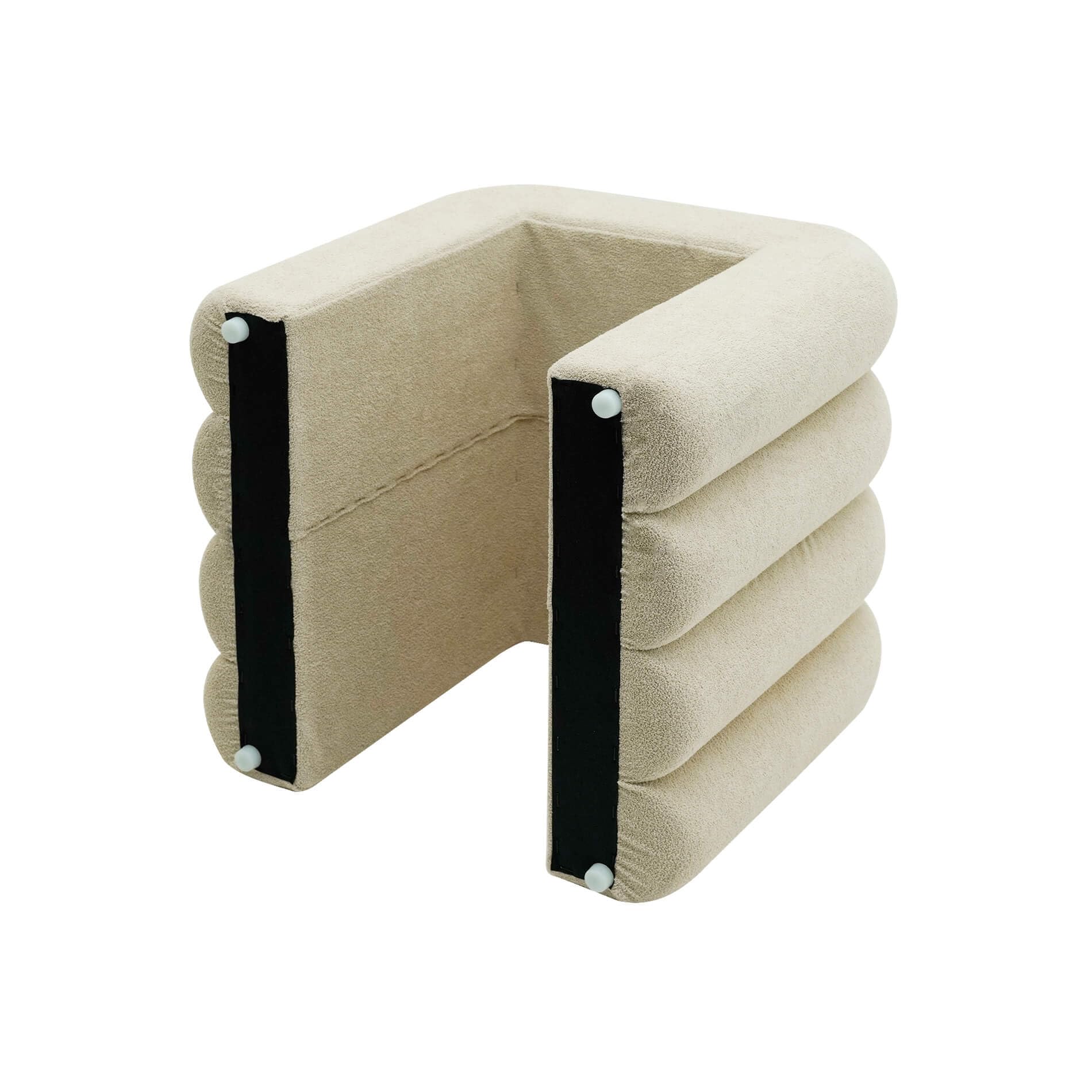 Rebecca Mobili Set 2 Pouf Moderni, Poggiapiedi Bassi, Beige, Tessuto Poliestere MDF, Imbottito, Design Originale, per Camera da Letto Salotto - Misure HxLxP: 40 x 38 x 40 cm - Art. RE7061
