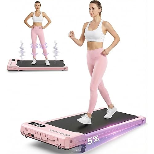 Small Walking Pad Treadmill with Incline - Under Desk Treadmills with Handle Bar, Compact Portable Foldable Treadmills for Home Small Spaces, Office, Remote Control & LED Display