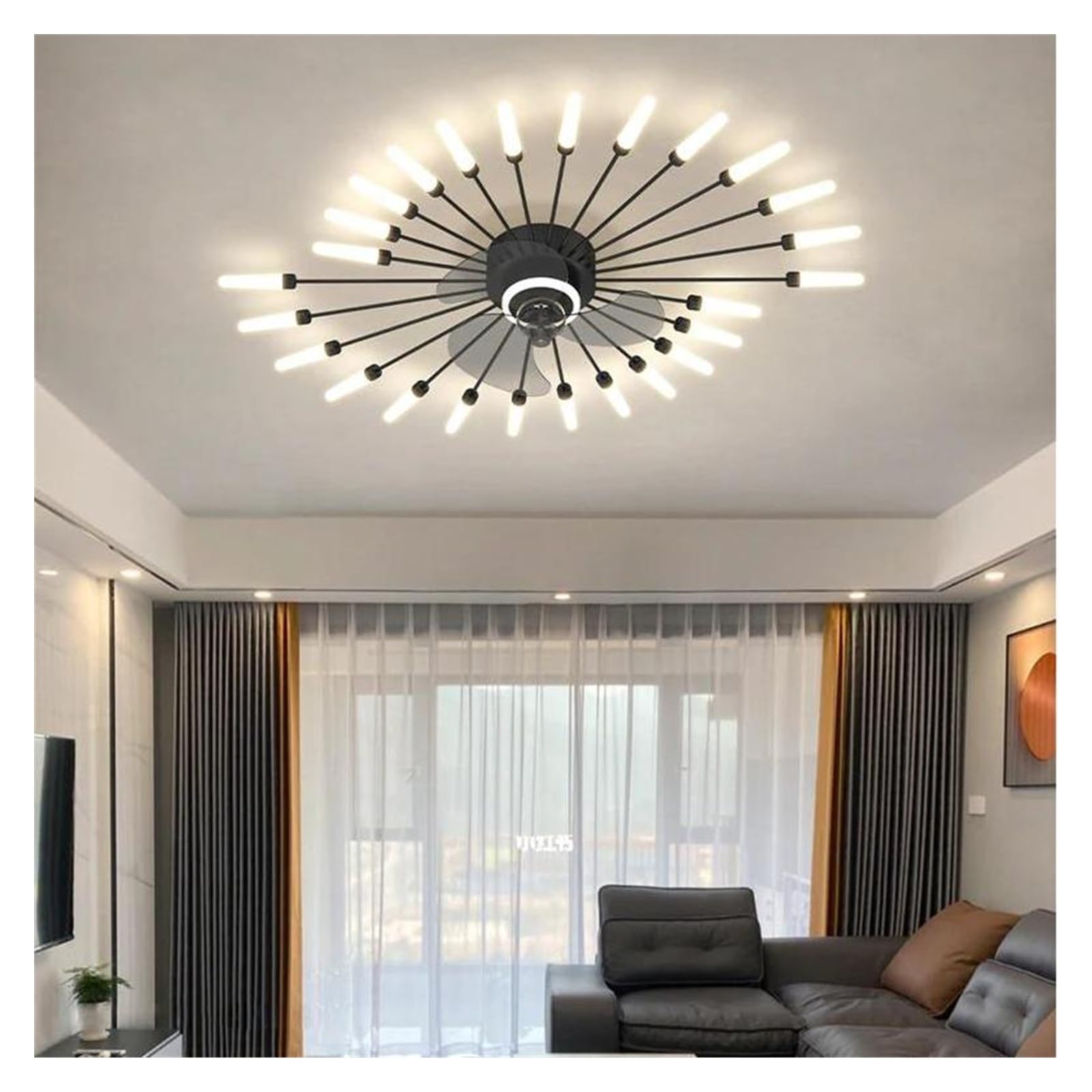 SXDMOUBK Modern d Firewor Chlier Ceiling Fan Lamp - Dimmable Lighting for Living Room & Bedroom Home Decor (70cm) - Slish Fixture forSpaces