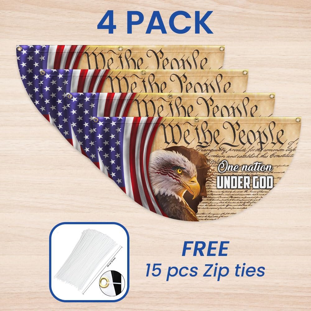 American Flag We The People, One Nation Under God, American Eagle Jesus Non-Pleated Fan Flag TPT845FL, 3x6 ft, 1 Pack Suitable for Outdoor and Indoor