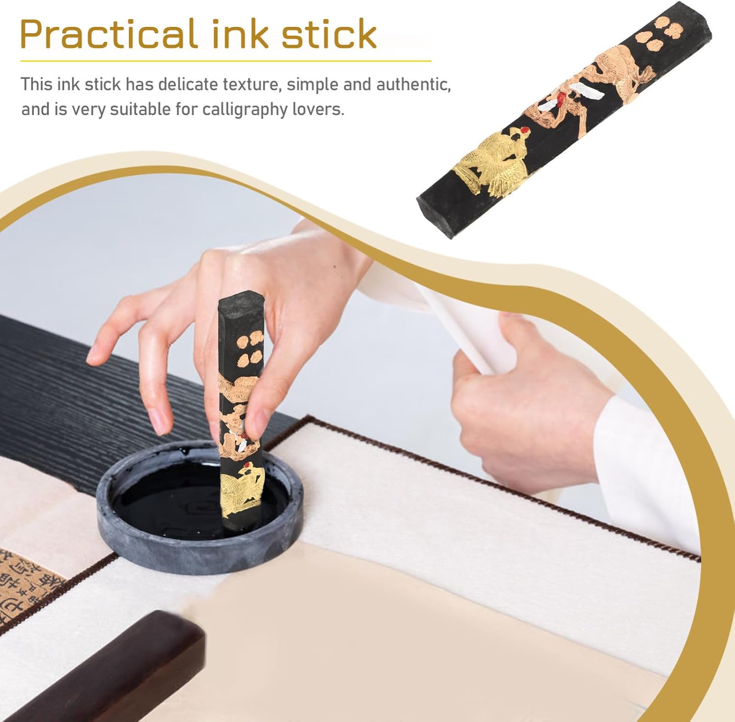 TIDTALEO Handmade Traditional Chinese Ink Stick Dragon Motif Ink Block for Calligraphy Painting Drawing Art Supplies Suitable for Students and Artists
