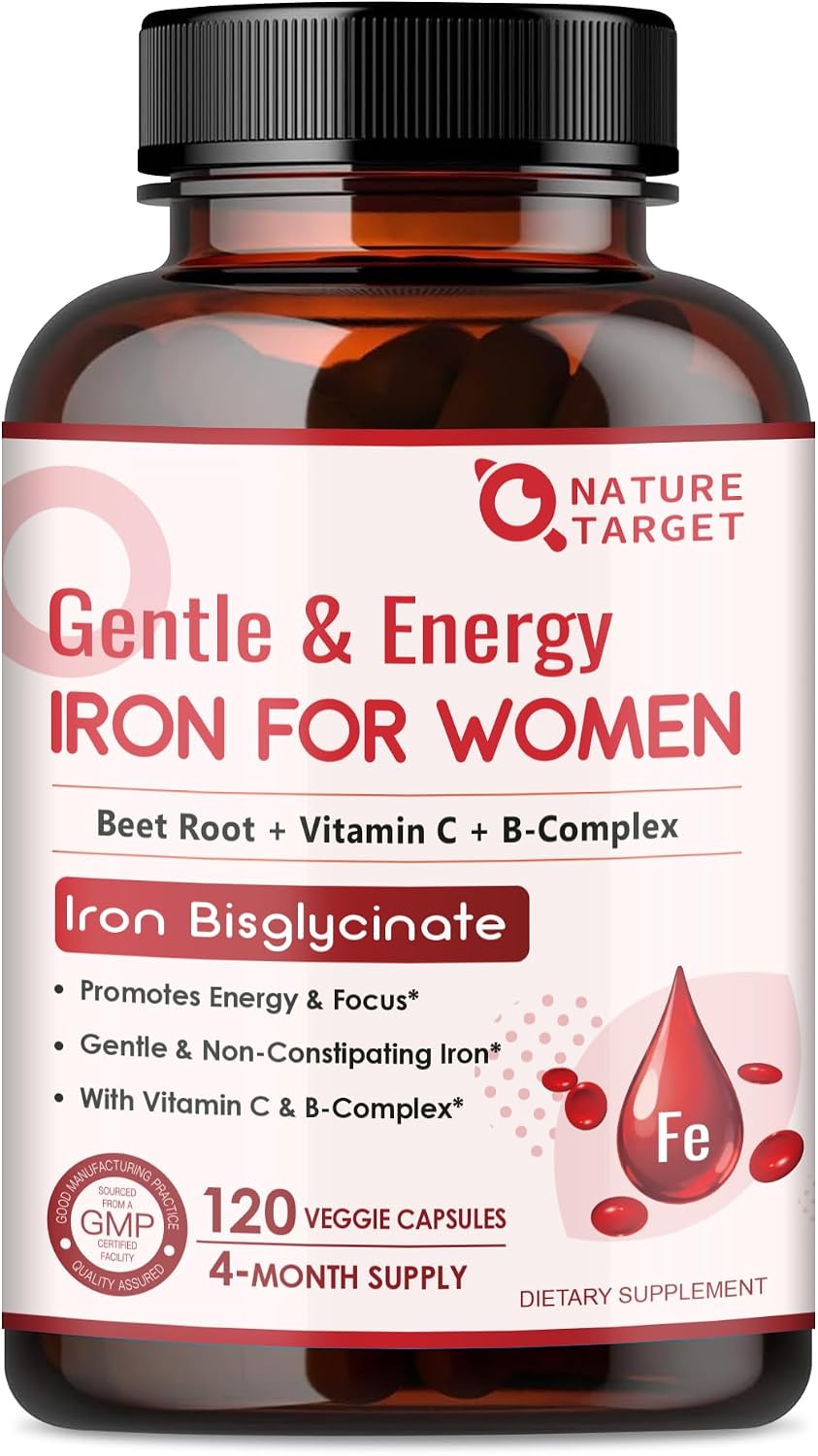 Nature Target Iron Supplement for Women, 25mg Iron Bisglycinate