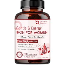 NATURE TARGET Iron Supplement for Women, 25mg Iron Bisglycinate