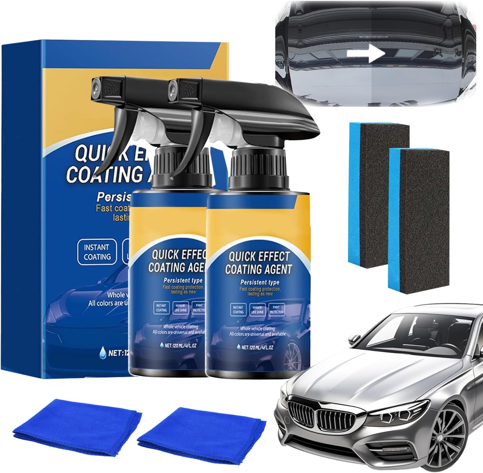 Quick Effect Coating Agent,Advanced Car Quick-Acting Coating Agent Spray, Car Coating Spray, Multi-functional Coating Renewal Agent, Car Wax Polish
