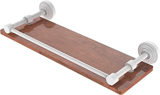 Allied Brass WP-1-16-GAL-IRW-WHM Waverly Place Collection 16 Inch Solid IPE Ironwood Shelf with Gallery Rail, Matte White