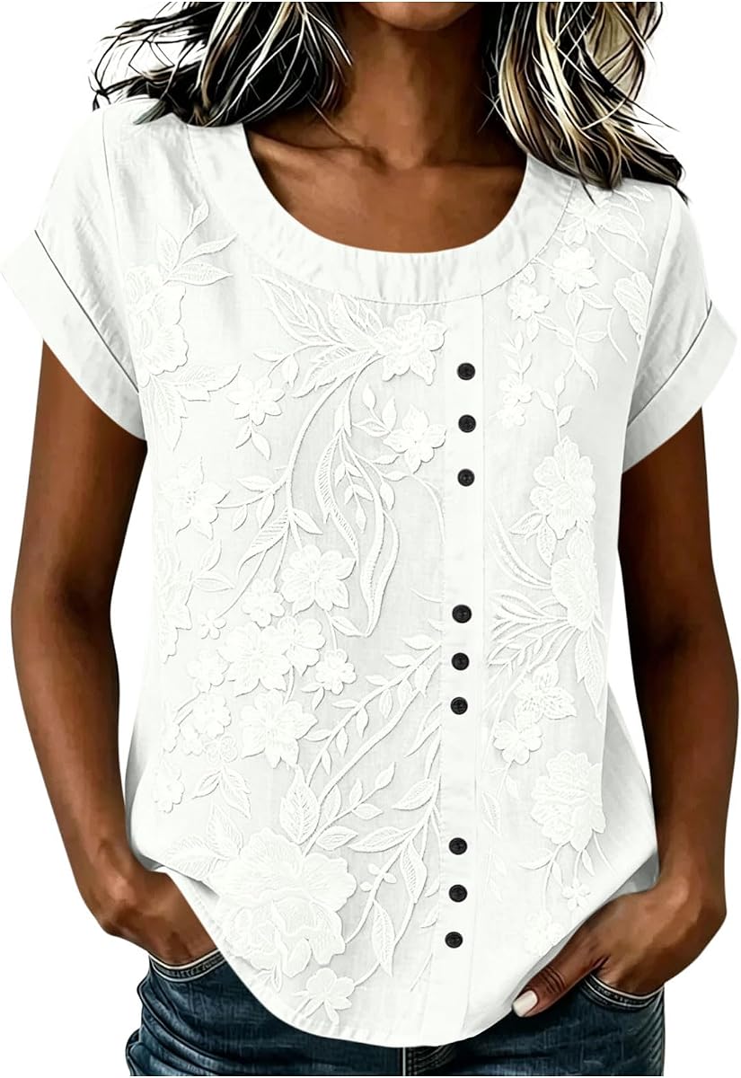 Camisas con estampado floral bohemio para mujer, blusas de lino y algodón de verano, blusas holgadas de uso diario, blusas tipo túnica ligeras