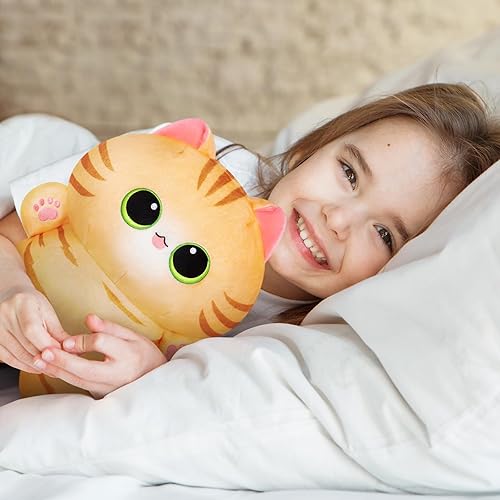 Miniatura 2 de Juguetes de peluche de gato marrón, lindos animales de peluche de gato, almohada de peluche Kawaii de gato, almohada de felpa Kawaii con bolsa de