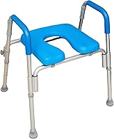 Vista 2 de Asiento de inodoro elevado con asas, acolchado, reposabrazos, altura ajustable, asiento de inodoro elevado premium para seguridad de baño