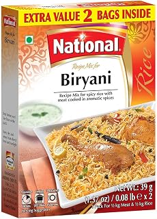 National Foods Biryani Recipe Mix 2.74 oz (78g) | South Asian Mixed Spice Powder | Meat Layered Pilaf | Traditional Food | Value Pack