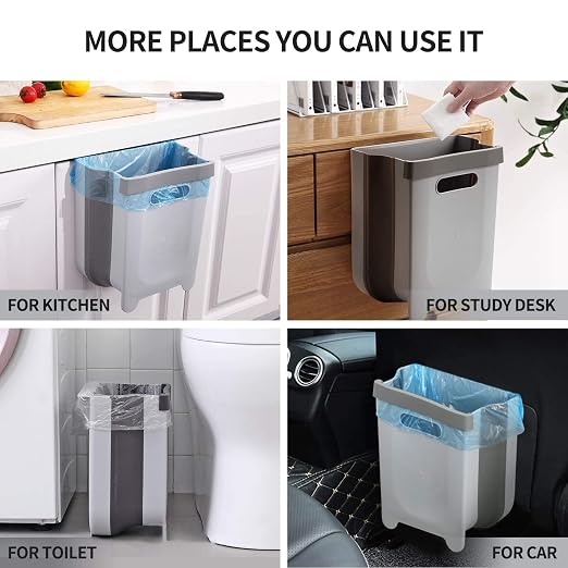 Caneca Plegable Colgante 9L para Puerta de Cocina Gris miniatura 6