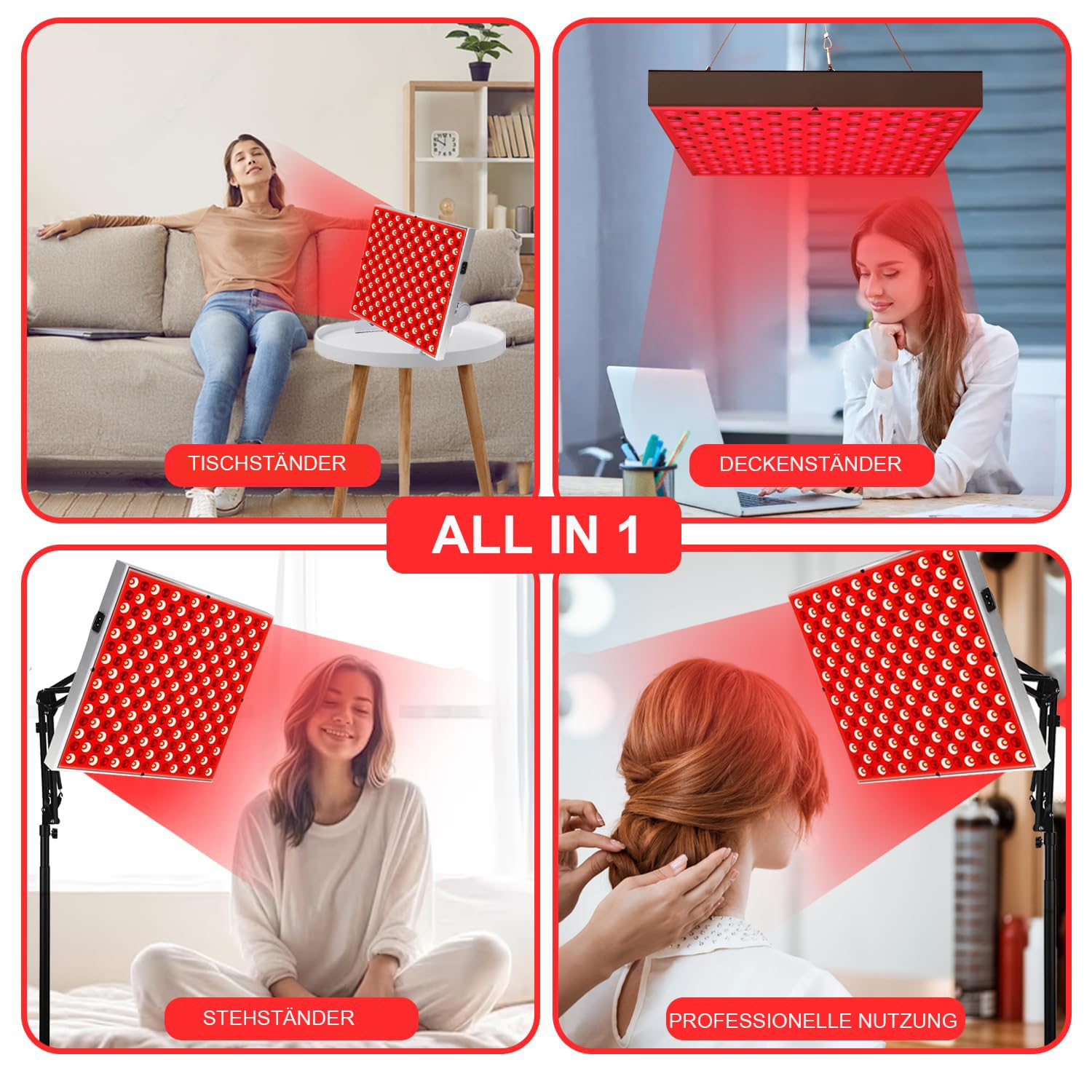 Red Light Therapy Lamp for Full Body – 660nm Red & 850nm Near Infrared Light Panel with Adjustable Stand, Remote, Timer, 5 Brightness Levels – LED NIR Red Light Device for Home Use