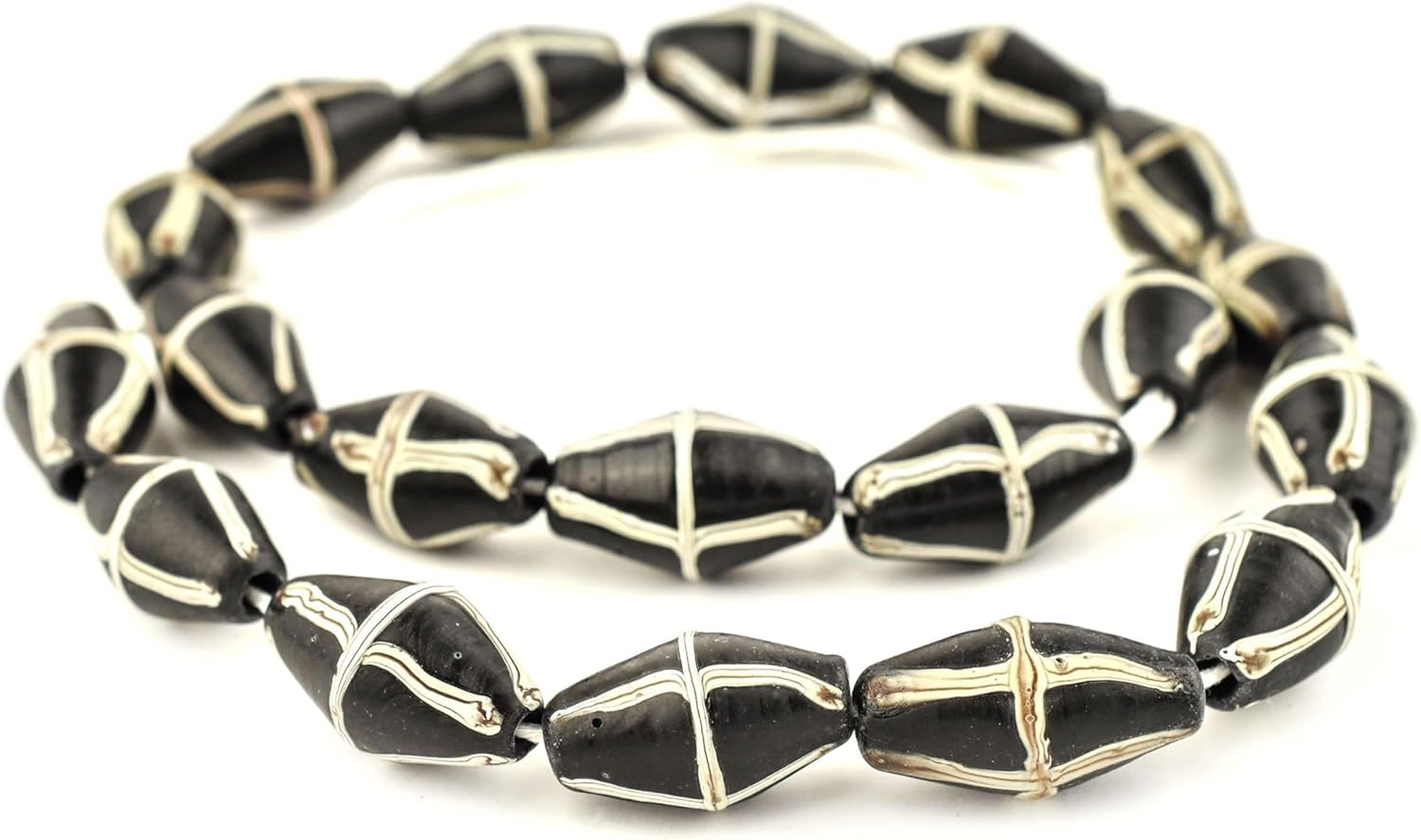 The Bead Chest Java French Cross Beads: Indonesian Glass Trade Beads for DIY Jewelry Making (Black)