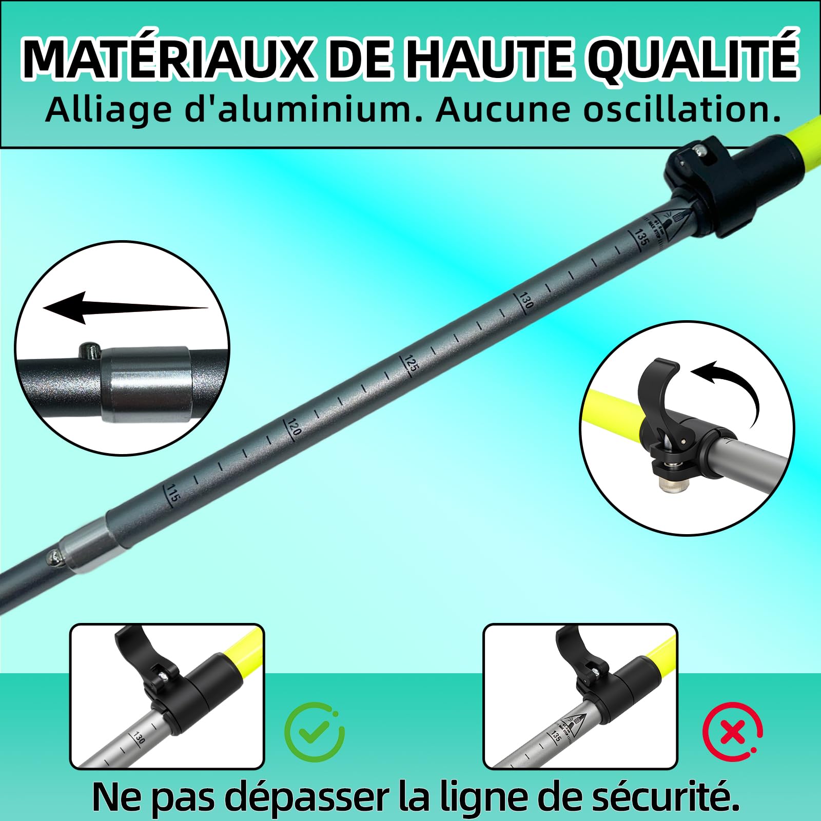 115-135CM Baton de Marche Pliable | Aluminium Bâton de Marche | Baton de Randonnée Nordique | Telescopique