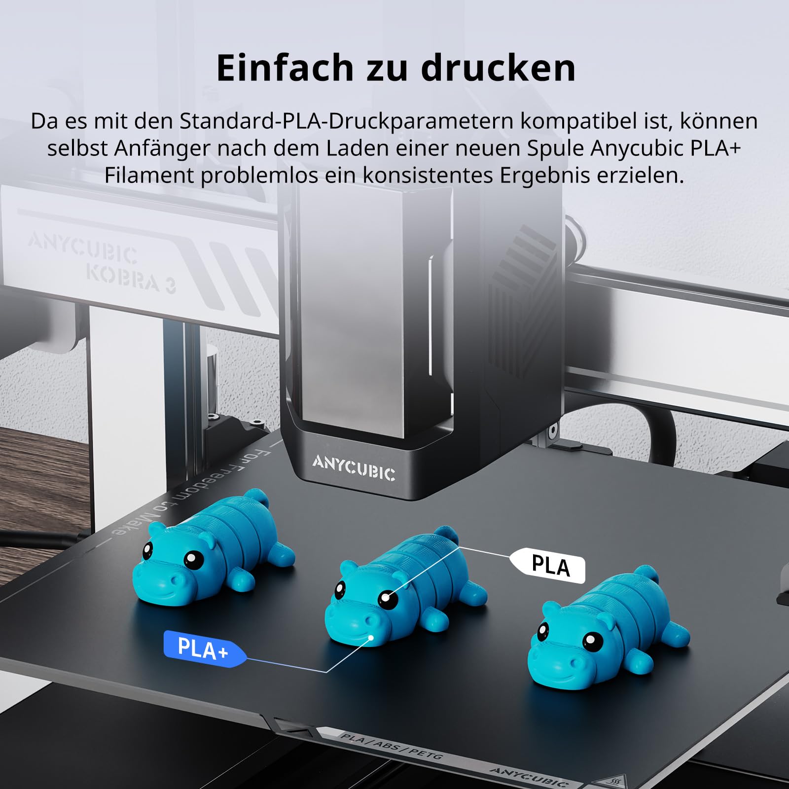 ANYCUBIC PLA+ Filament 1.75mm, PLA Plus, Maßgenauigkeit +/-0,02mm, Hohe Zähigkeit und Präzision -3D-Druckmaterialien, Intelligente Identifikation,1KG Schwarz