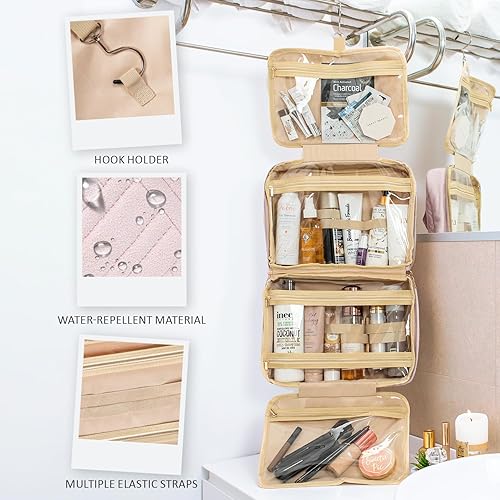 Miniatura 6 de BOACAY Neceser de viaje colgante para mujer, bolsa de maquillaje, organizador de ducha, (Mediano) Pantera Negro, M, Neceser