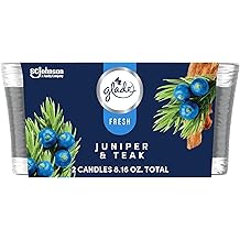 Glade 1-Wick Scented Candle Jar, Juniper &amp; Teak, Air Freshener Infused with Essential Oils, 4.08 Oz, 2 Count