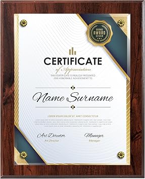 Certificate Holder Award Plaque - Certificate Holder - 3 Colors- Certificate Display (Walnut)