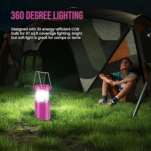 Miniatura 53 de Lichamp Paquete de 4 linternas de campamento COB, linterna portátil de alto lumen para acampar al aire libre, kit de equipo de supervivencia