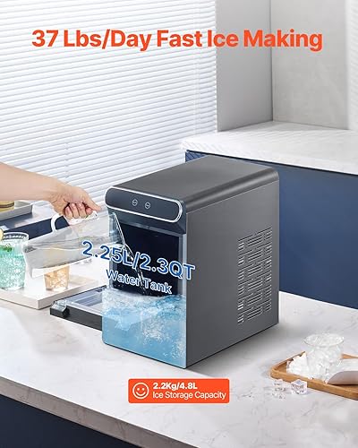 Vista 63 de VEVOR Máquina de hielo para encimera, 9 cubos listos en 6 minutos, 26 libras en 24 horas, máquina de hielo portátil autolimpiante con cuchara