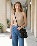 Telena Crossbody Bag for Women Leather Vintage Shoulder Purse Handbag with Multi Pocket Adjustable Strap, Ultra Soft Medium Travel Purse Black