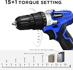 AVID POWER 20V Ensemble de forage sans fil pour la maison DIY & Projets débutants - Léger Power Perceuse avec chargeur de batterie & 22 Bits, vitesse variable, 3/8" Keyless Chuck, idéal pour l'assemblage de meubles (bleu)