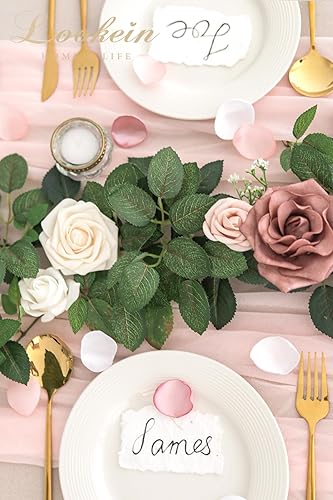 Miniatura 5 de Lookein Guirnalda de rosas artificiales de 5 pies para ceremonia de boda, telón de fondo, arco, flores, centros de mesa, decoración de jardín