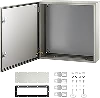 VEVOR 24x24x8 NEMA 4X Steel Electrical Enclosure Box IP66 Waterproof Dustproof Junction Box w/ Mounting Plate
