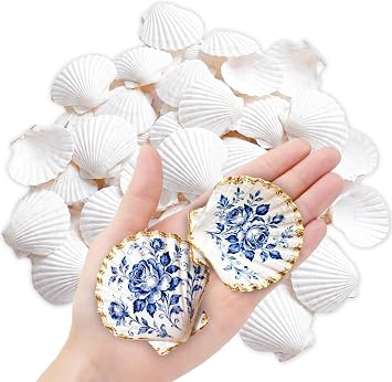 60PCS Natural Scallop Shells for Crafts, 2-3 in White Seashells for Paint | For DIY, decorating, Painting, coastal decor, beach wedding and ocean-themed parties; smooth, flat surfaces arrive cleaned.