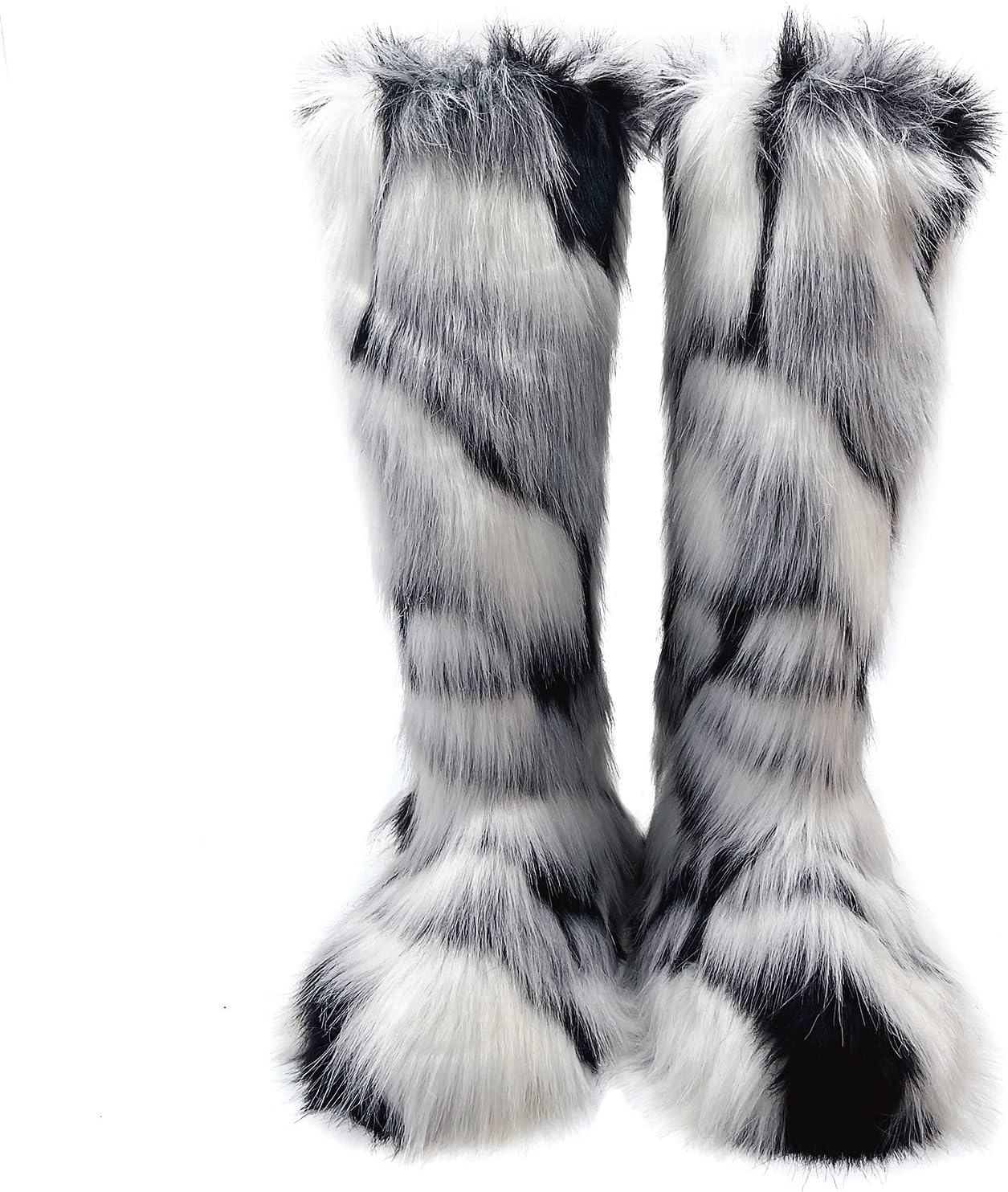 Valpeak Womens Faux Fur Boot Winter Fluffy Long Furry Boots for Girls Outdoor Fuzzy Knee-High Boots