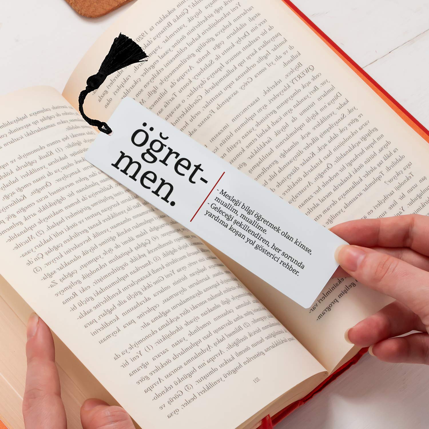 Hediyesepeti Öğretmen Kelime Anlamlı Kitap Ayracı 13.5 cm x 4 cm Metal Malzeme