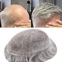 Vista 31 de FACE MIRACLE - Tupé frontal de encaje francés para hombres, sistema de reemplazo de cabello humano de encaje con pieza de pelo de poliuretano