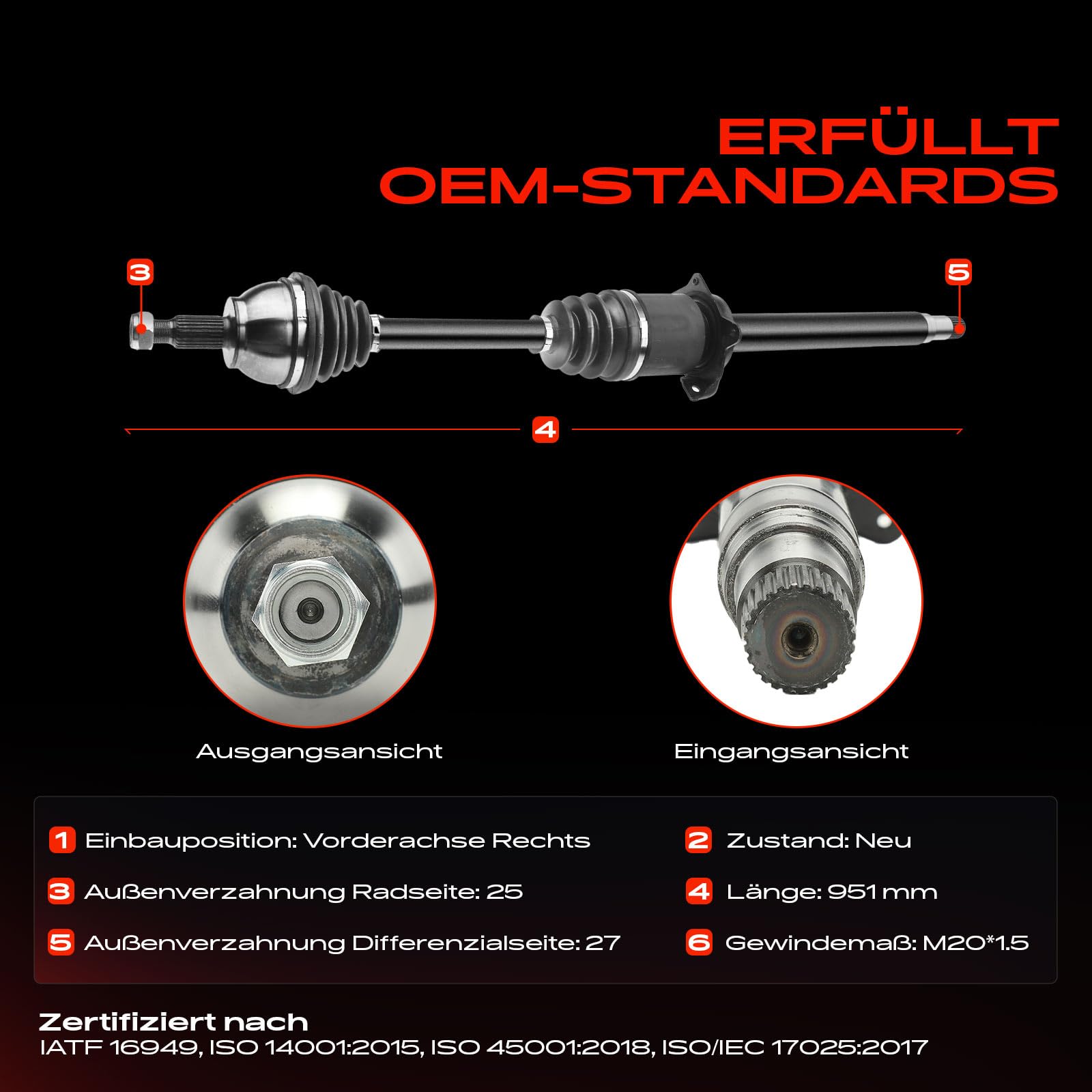 Frankberg Eje motriz Eje de transmisión AT sin ABS Ring Compatible con Clase A W169 A150-A200 1.5L-2.0L 2004-2012 Clase B W245 B150-B200 1.5L-2.0L 2005-2011 Replace# 1693705672