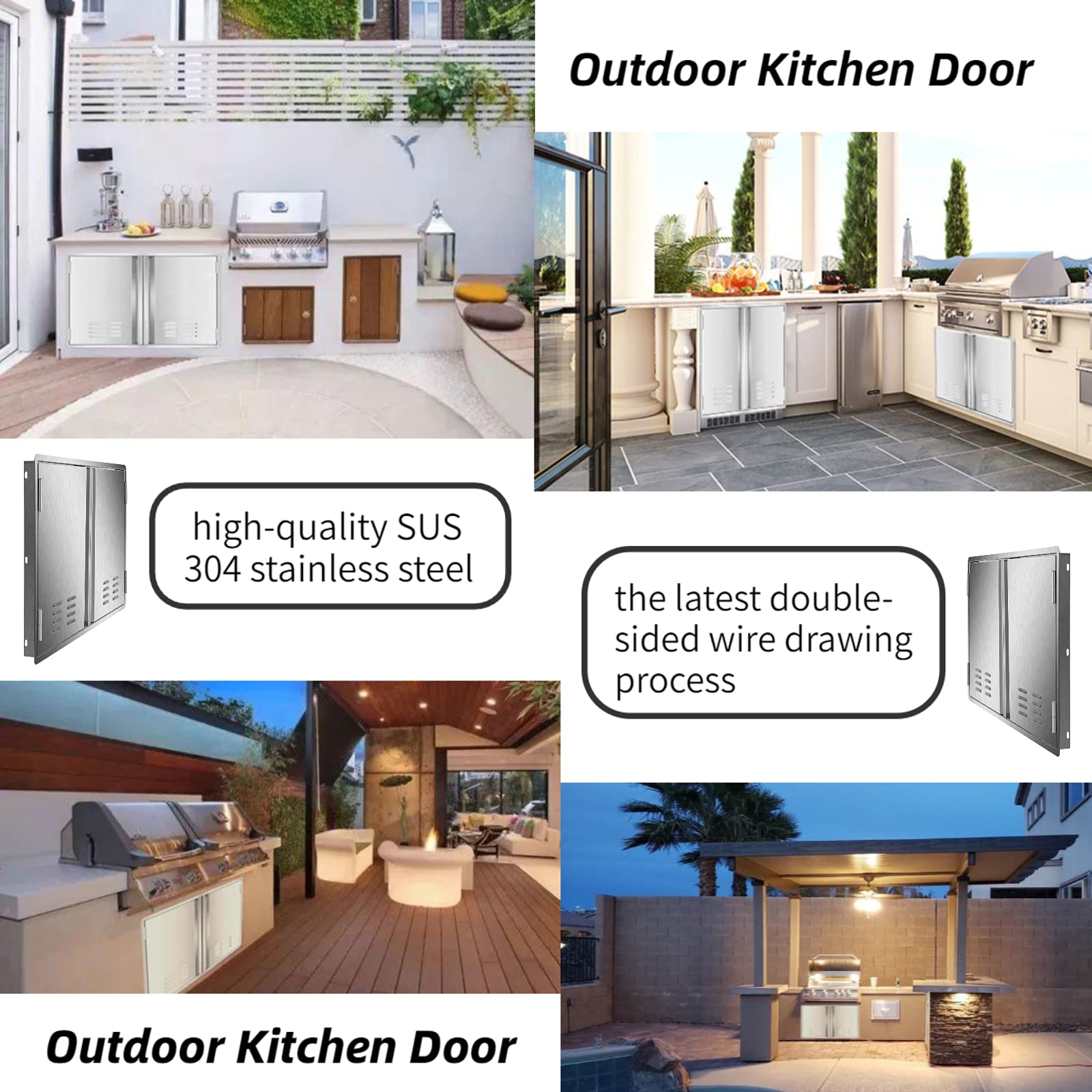 Marada Outdoor Kitchen Doors,304 Stainless Steel Access BBQ Doors with