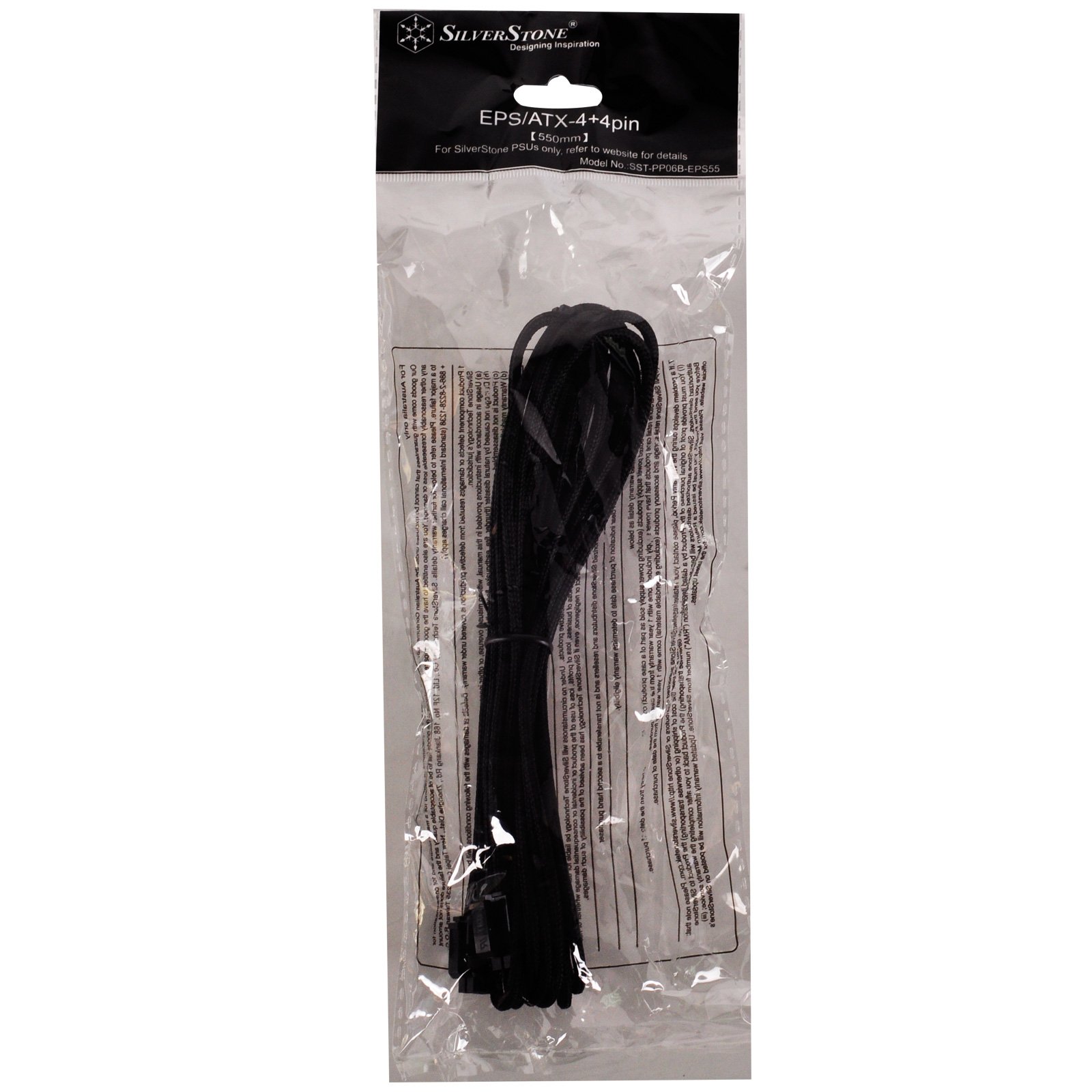 Cable PCIe 8-pin (6+2) Para Fuente Modular SilverStone - 55 Cm, Funda Negra, Mejora La Estética Del PC