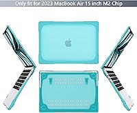 Vista 3 de Batianda Funda resistente para MacBook Air de 15 pulgadas 2026 M5 2025 M4 2024 2023 versión modelo A3448/A3241/A3114/A2941, soporte plegable Azul