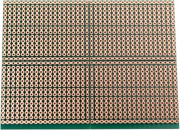 SB5 Snappable PCB BreadBoard with 5-Hole Strips, Scored PCB, Snaps Into 4 Small Boards, 2-Layer, Plated Holes, Power Rails, 2.8 x 3.8in (73.7 x 96.5mm)