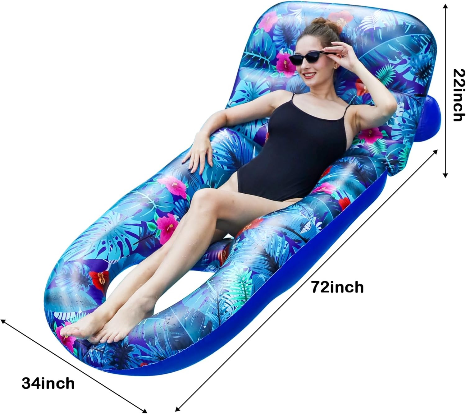 FindUWill Pool Floats Adult - Inflatable Large Pool Float Lounger with Cup Holder, Floating Pool Lounger Raft, Sunchill Tanning Float Pool Accessories Decor Floaties for Lake, Pool, Beach