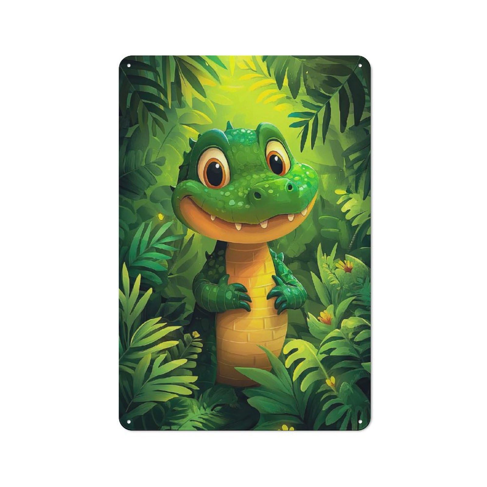 Junmoney Style-6 30X20cm Vintage Metal Sign With Cute Little Alligator For Studio Or Craft Room, For Vintage Wall Decor Fans, For Metal Sign Collectors