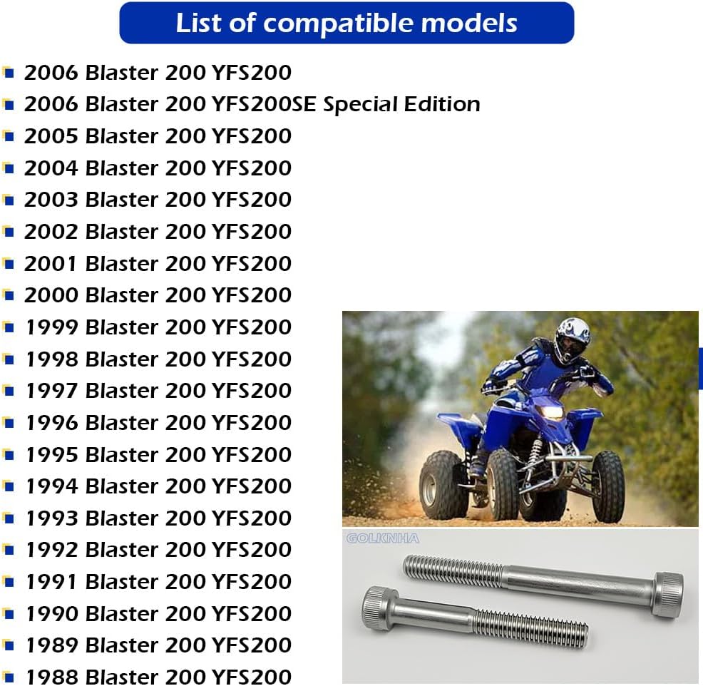 304 Stainless Steel Engine Bolt Kit 88pcs (7Pack) Compatible for Yamaha 1988-2006 Blaster 200 YFS200 Clutch Spring Clutch Bolts 10pcs (1Pack)