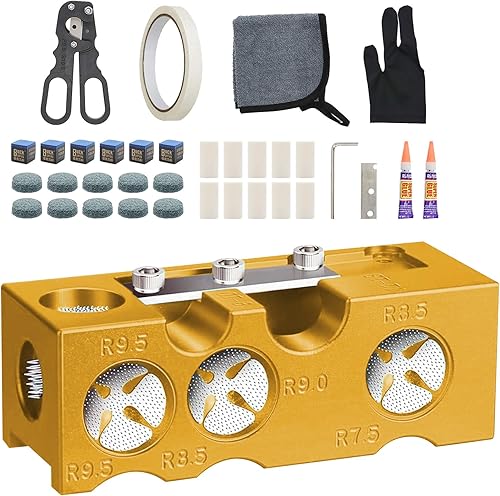 Moldeador de punta de taco de billar 11 en 1, kit de repuesto de puntas de taco de piscina, puntas de taco de piscina, herramienta de punta de taco