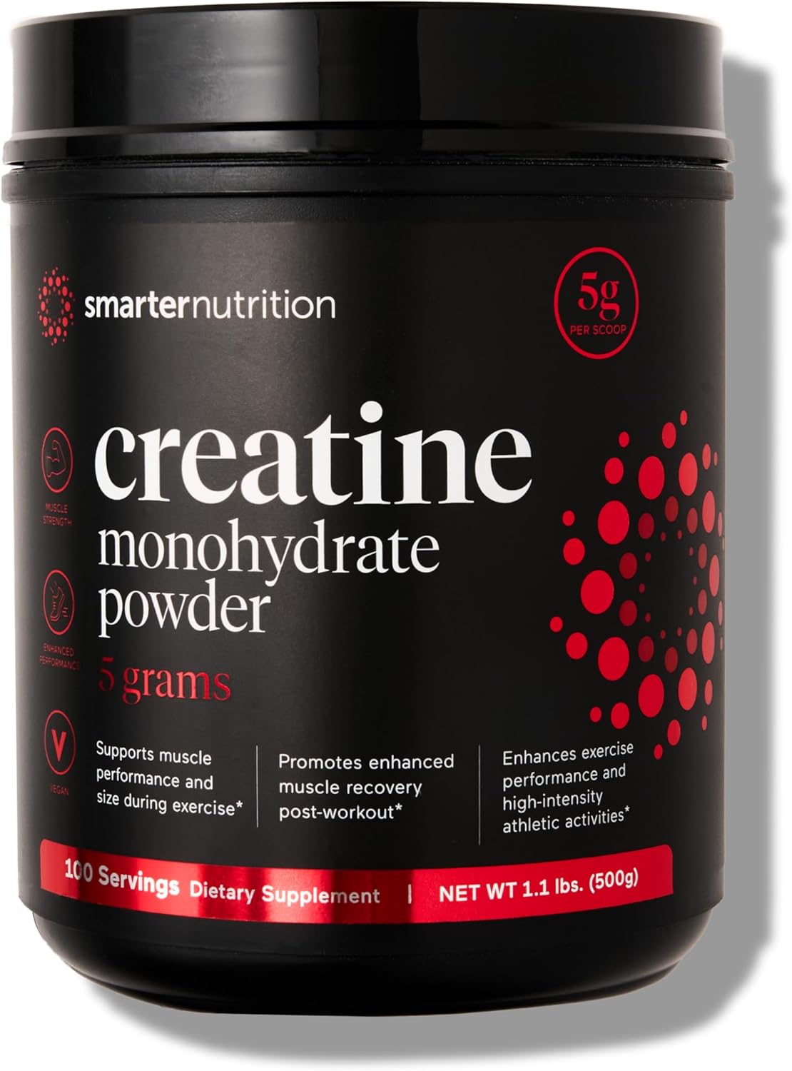 SMARTERNUTRITION Creatine Monohydrate Powder, 5000mg (5g) Per Serving - Creatine Powder for Women & Men, Unflavored, Pre-Workout & Post Workout Support for Muscle Mass & Hydration [100 Servings]