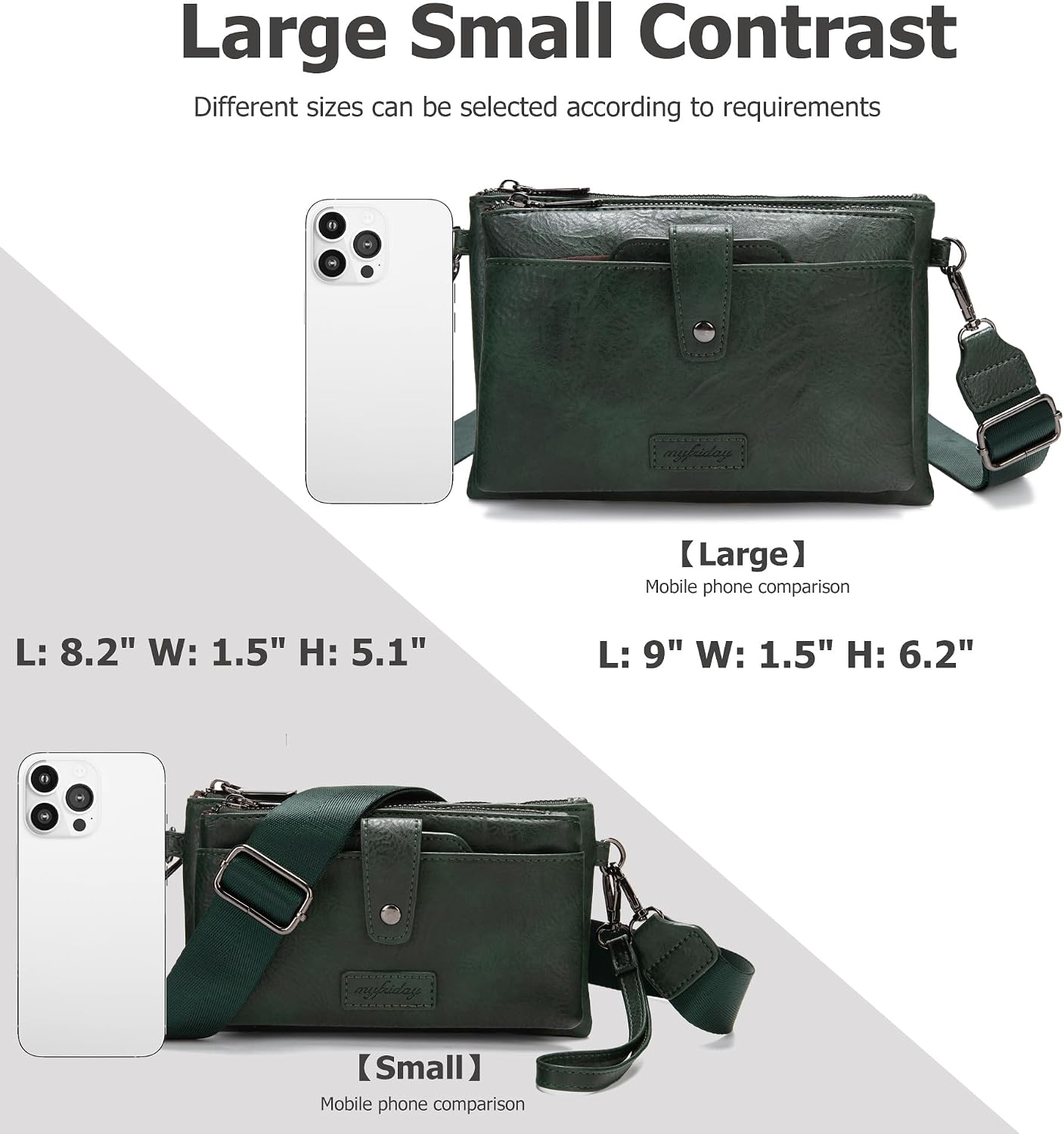 myfriday Vintage Leather Camera Crossbody Bag for Women, Stylish Two Layer Shoulder Bag Purse with Removable Card Slots image 2