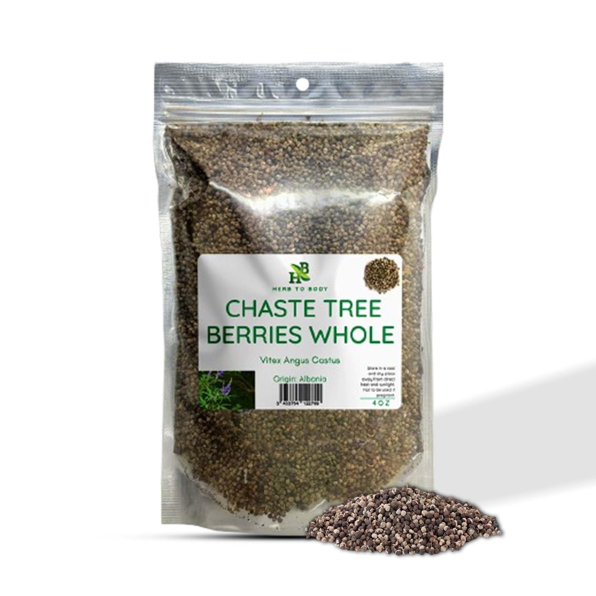 Herb To Body Chaste Tree Berry Whole – 4oz, Wildcrafted and Dried Vitex Berry for Chasteberry Tea for Women’s Wellness