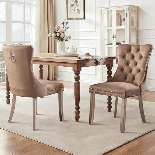 Miniatura 20 de SoarFlash Juego de 6 sillas de comedor de terciopelo, silla lateral de respaldo alto, silla lateral moderna tapizada de alta gama con capitoné y