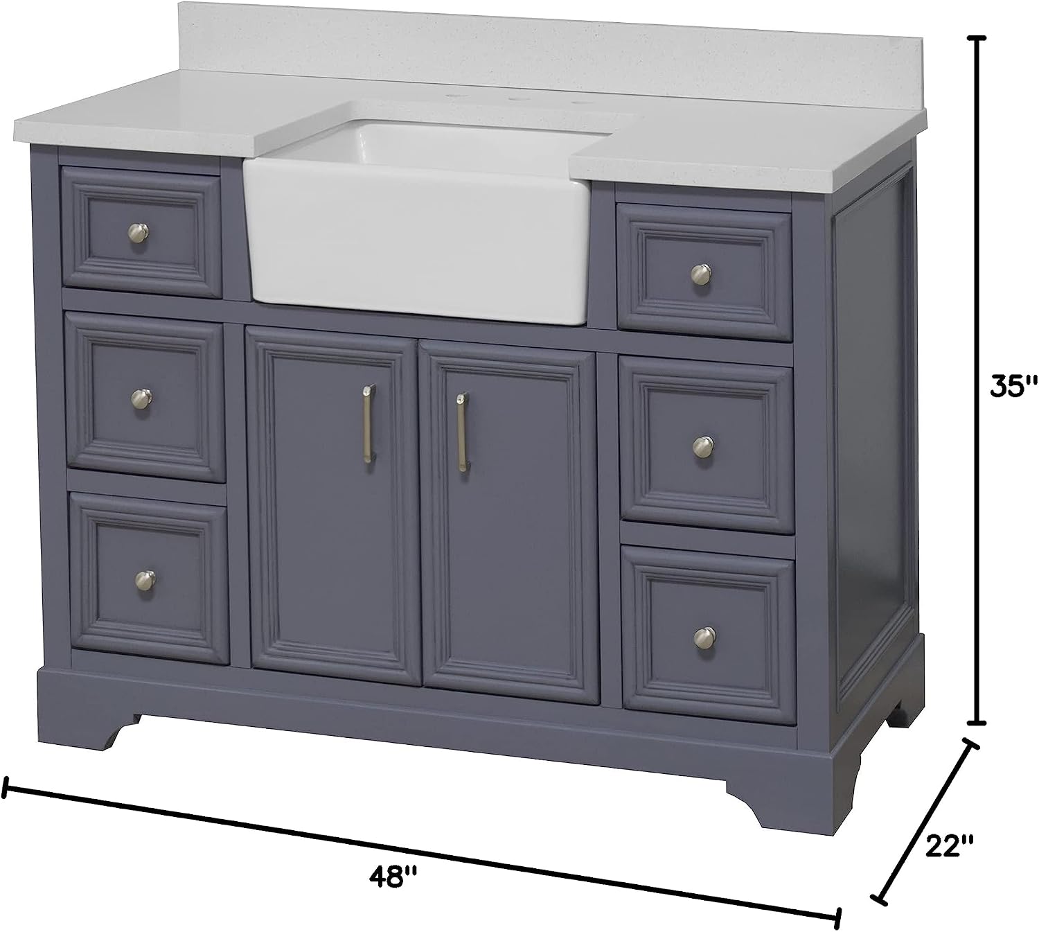 Kitchen Bath Collection Zelda 48-inch Farmhouse Vanity (Quartz/Powder Gray): Includes Powder Gray Cabinet with Stunning Quartz Countertop and White Ceramic Farmhouse Apron Sink