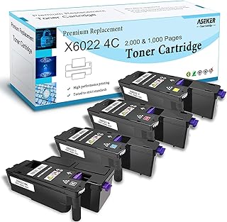 Asker Compatible 6020 6022 6025 6027 Toner Cartridge 4 Colors 2000 Pages for Black & 1000 Pages for Cyan Magenta Yellow for Xerox WorkCentre 6027 6025 Phaser 6022 6020 Printers (4 Pack)