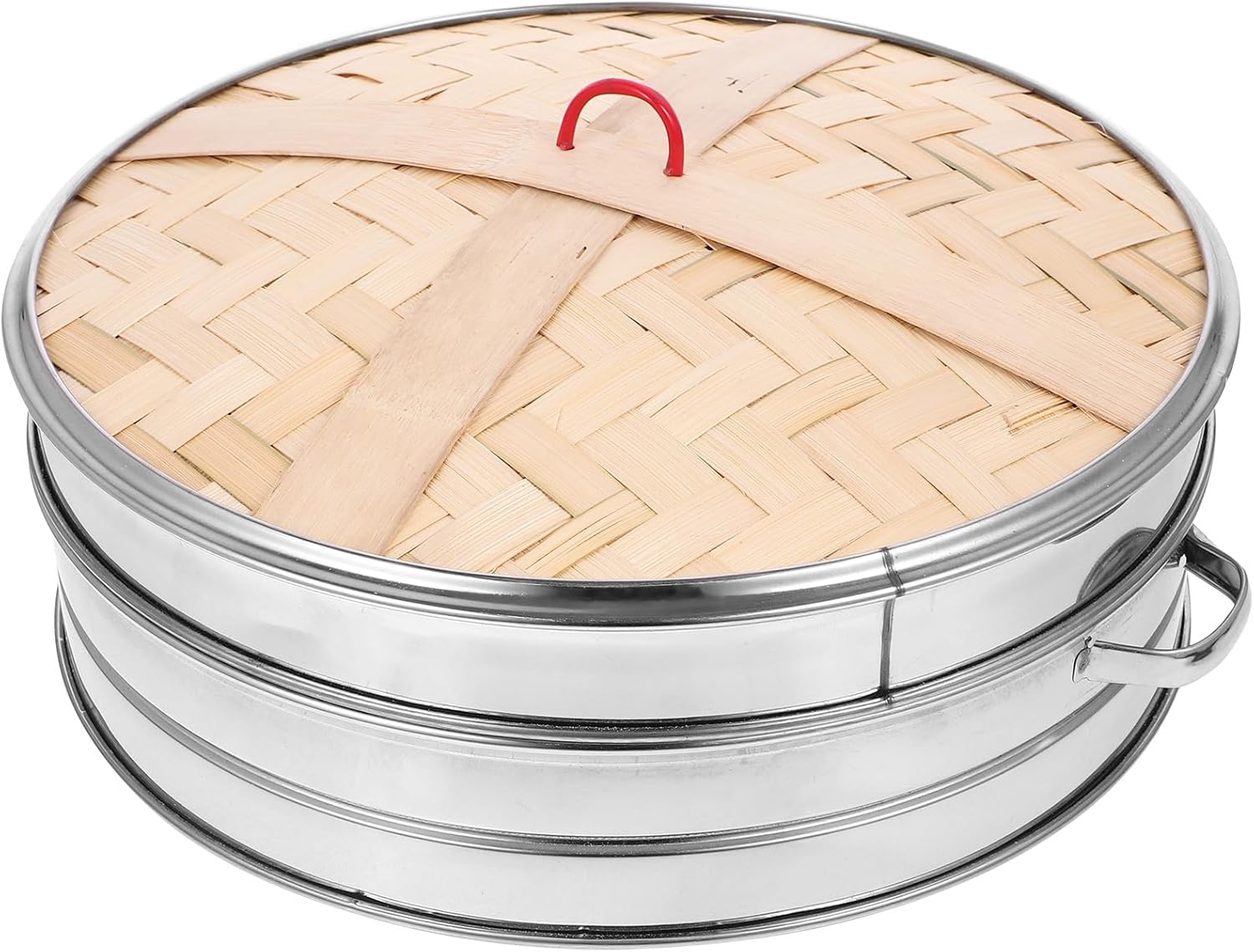 Stainless Steel Steamer Basket with Lid 30cm Double-handled Chinese Food Steamer for Dumplings and Buns Kitchen Cooking Portable Set